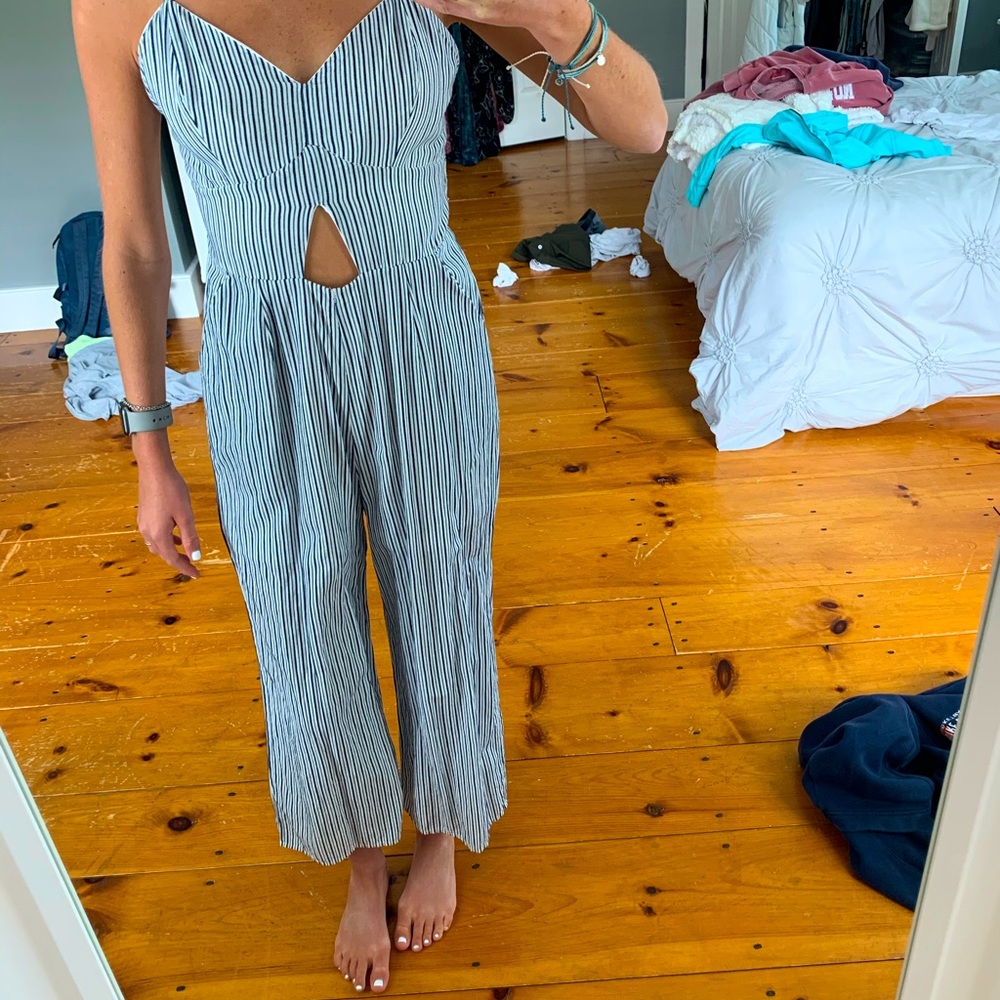 Women’s Blue and white striped jumpsuit